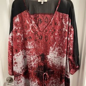 Daniel Rainn Plus Size 2X Black/Red/White Drawstring Top